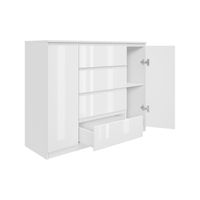 Komoda o szerokości 120cm z dwoma szafkami i 4 szufladami BIAŁA POŁYSK