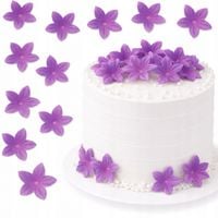 Kwiatki z opłatka MINI 2 cm Cieniowany Fioletowy 15 szt - dekoracja tortów