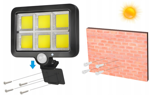 Lampa solarna 120 COB LED kabel 5m LS2 na Arena.pl