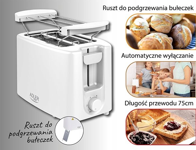 Toster Adler AD3223 biały 900 W zdjęcie 11