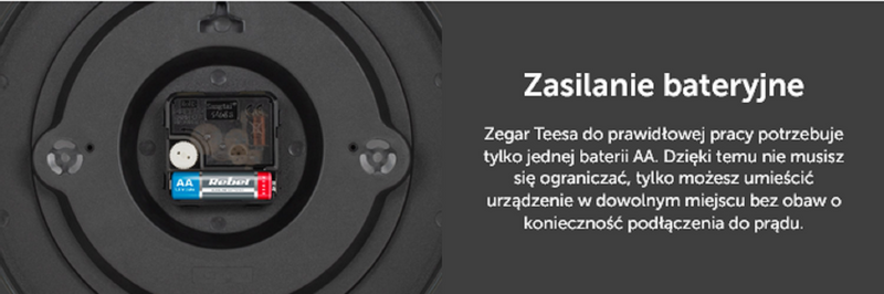 ZEGAR ŚCIENNY 25 CM CZARNY TEESA TSA0037B zdjęcie 7