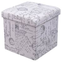 Puf mały z materiału otwierany z napisami