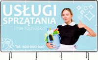 BANER REKLAMOWY 130x80cm projekt w cenie USŁUGI SPRZĄTANIA TWOJE IMIĘ