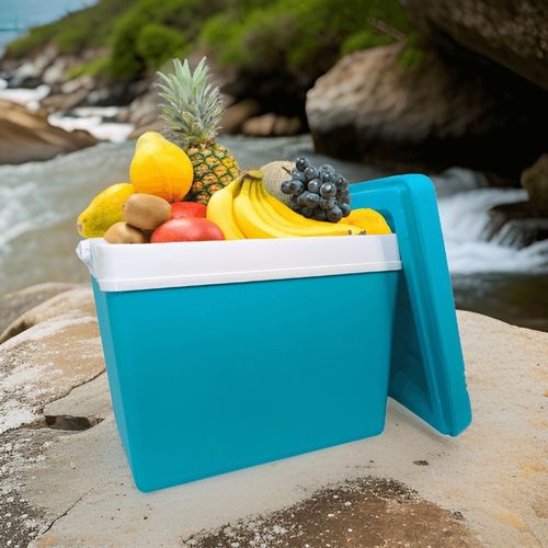 LODÓWKA TURYSTYCZNA 35L TURKUSOWA na WKŁADY MROŻĄCE do auta KAMPERA łodzi na Arena.pl