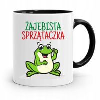 Dla Sprzątaczki Kubek Czarny Na Prezent Urodziny Z Nadrukiem Ze Zdjęciem