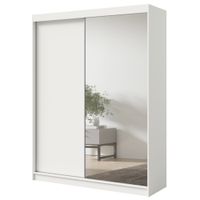 Szafa wysoka przesuwna z lustrem Fiore Plus 2D1L 180 Biała/Srebrny