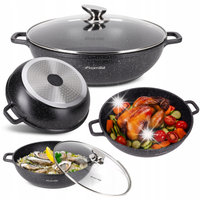 GARNEK TRADYCYJNY 5,5L CZARNY MARMUROWY Z POKRYWKĄ 32cm INDUKCJA GAZ