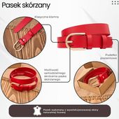 Paolo Peruzzi pasek damski skórzany czerwony 110 cm