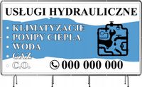 BANER REKLAMOWY 100x50 cmUSŁUGI HYDRAULICZNE dużo wzorów projekt w cenie