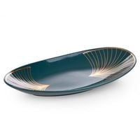 Patera dekoracyjna LOTOS 40x20x4 turkusowa + złota