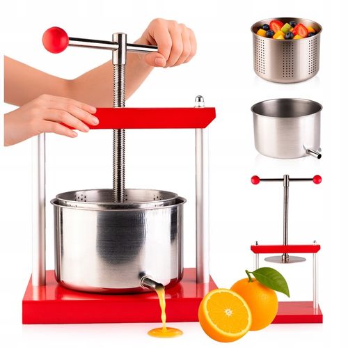 WYCISKARKA PRASA RĘCZNA DO WYCISKANIA OWOCÓW WINA SOKÓW 3L STAL na Arena.pl