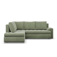 Narożnik z otomaną, lewy, BOSCO, sztruks, 230x200x89 cm, oliwkowy