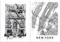 Zestaw dwóch plakatów Nowy Jork kamienica 21x29,7 cm A4