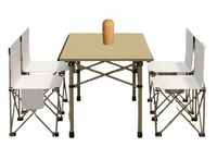 SKŁADANY STOLIK TURYSTYCZNY OGRODOWY 95*52*50 CM BEŻOWY + 4 KRZESŁA