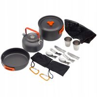 ZESTAW TURYSTYCZNY KEMPINGOWY GARNEK CZAJNIK PATELNIA SZTUĆCE WOREK