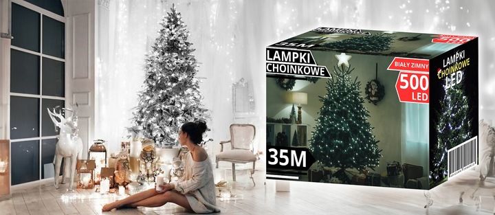 LAMPKI CHOINKOWE 500 LED BIAŁE ZIMNE 35M PROGRAMATOR ŚWIATEŁKA ŁAŃCUCH zdjęcie 2
