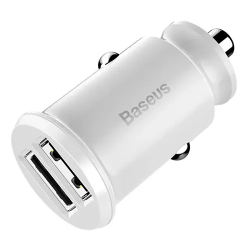 ładowarka samochodowa baseus grain 2x usb 5v 3.1a (biała) na Arena.pl