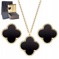 Komplet Biżuterii Srebro 925 Damski Zestaw na Prezent Koniczynka Grawer