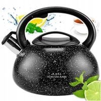 CZAJNIK na GAZ CZAJNIK CZARNY z GWIZDKIEM POKRYWĄ 3L STAL INDUKCJA SREBRNY