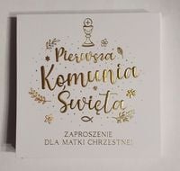 zaproszenia 10szt komunia święta dla matki chrzestnej nr013