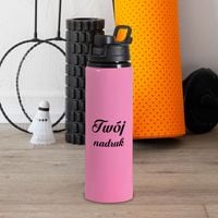 Różowa metalowa butelka 750 ml z uchwytem - z Twoim nadrukiem