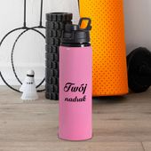 Różowa metalowa butelka 750 ml z uchwytem - z Twoim nadrukiem