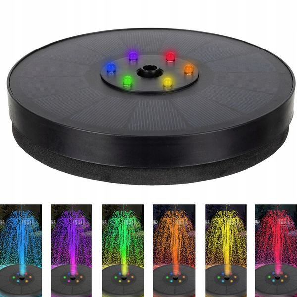 Fontanna Solarna Pompa do Oczka Wodnego Ogrodowa Pływająca LED Fontannowa zdjęcie 8