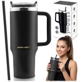 Termos próżniowy kubek ze słomką 1180 ml Berdsen czarny