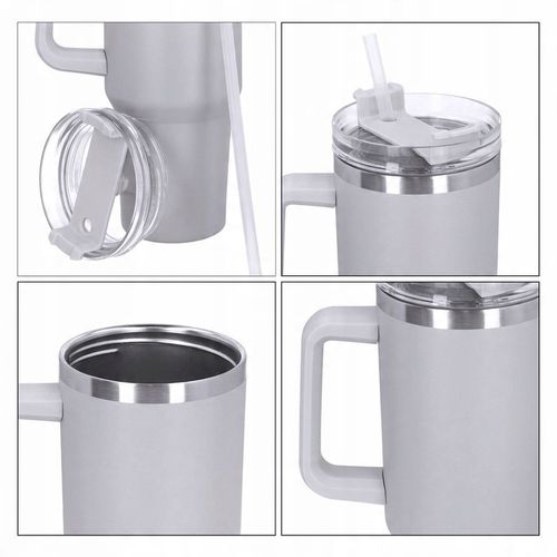 Kubek termiczny ze słomką próżniowy na kawę herbatę napoje zimne duży 1,2l na Arena.pl