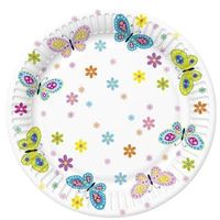 Talerzyki papierowe kolorowe motylki, 23 cm 8 szt.