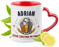 Dla Adriana Kubek Czerwony Z Uszkiem W Kształcie Serca Na Prezent