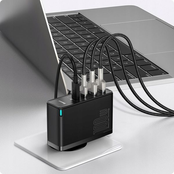 Ładowarka BASEUS GaN2 PRO 100W 2x USB-C/USB PD QC4 + Kabel USB-C zdjęcie 12