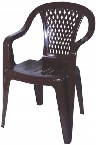 Mocny plastikowy fotel ogrodowy DIAMENT max 110kg taras balkon brązowy na Arena.pl