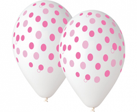 balony premium różowe groszki 12 cali  5 szt.