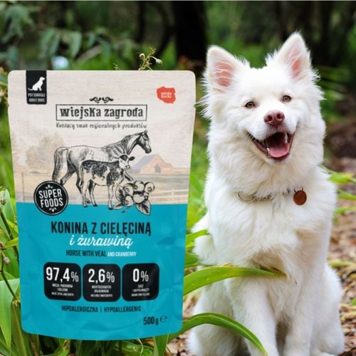 mokra karma dla psa wiejska zagroda konina z cielęciną 500 g hipoalergiczna na Arena.pl