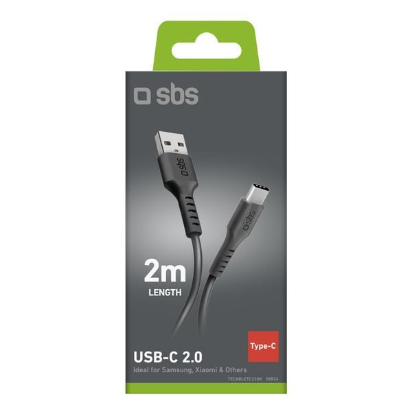 Kabel przewód USB-A - USB-C 2 m - czarny zdjęcie 3