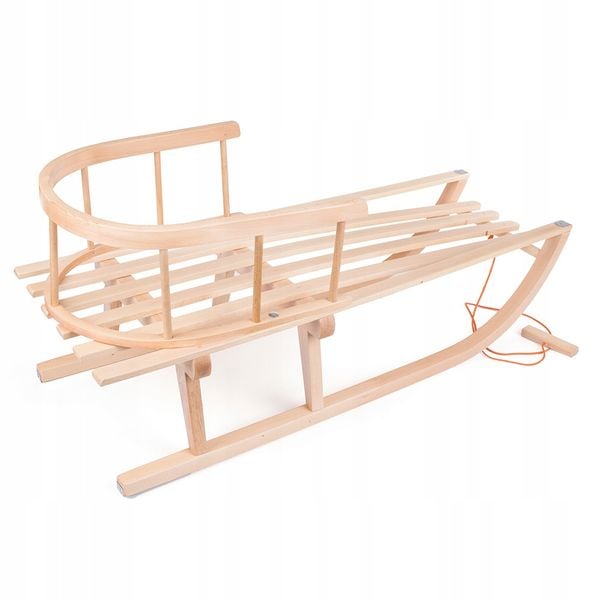 Sanki drewniane z oparciem + sznurek z uchwytem do ciągnięcia zdjęcie 2