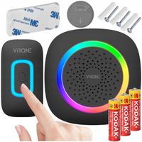 DZWONEK BEZPRZEWODOWY DO DRZWI FURTKI NA BATERIE LED RGB WODOODPORNY IP44