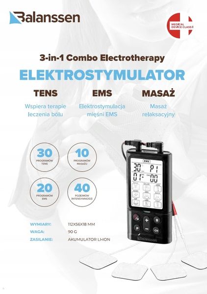 ELEKTROSTYMULATOR BALANSSEN 3 IN 1 TENS EMS MASAŻ zdjęcie 6