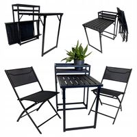 ZESTAW MEBLI OGRODOWYCH BALKON TARAS STÓŁ MALE + 2x KRZESŁA LOBOS CZARNE