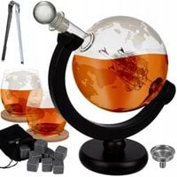 Karafka do Whisky Globus Zestaw 2 Szklanki Podkładki Szczypce Kostki 850 ml