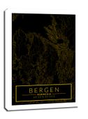 Bergen mapa złota - obraz na płótnie 30x40 cm