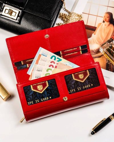 elegancki, skórzany portfel damski na zatrzask - peterson na Arena.pl