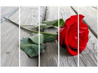 70CM 150CM OBRAZ 5 ELEM RÓŻA DESKACH ŚCIENNY