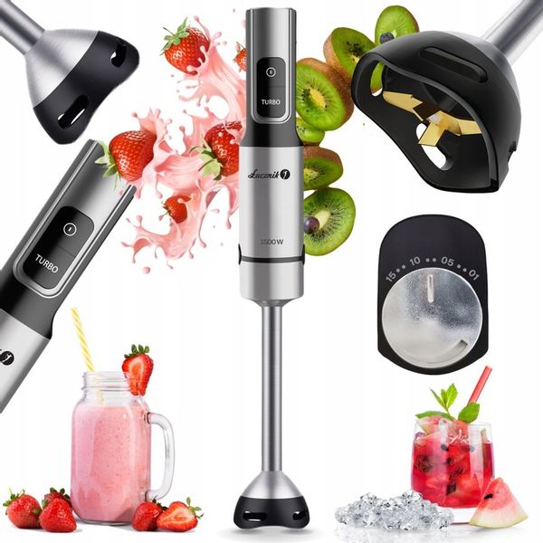 SUPER MOCNY BLENDER RĘCZNY JK-1500 OSTRZE TYTAN TURBO KRUSZY LÓD 1500 W zdjęcie 1