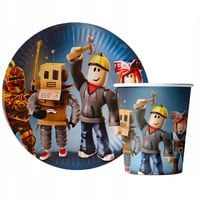 TALERZYKI I KUBKI ROBLOX GAMINGOWE PAPIEROWE ZESTAW NA URODZINY 20 SZTUK