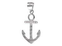 Elegancki rodowany srebrny wisiorek kotwica symbol nadziei hope cyrkonie srebro 925 W0299