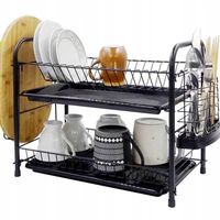 STYLOWA SUSZARKA DO NACZYŃ OCIEKACZ Z TACKĄ LOFTOWA METALOWA CZARNA