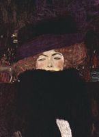 Plakat 13x18cm Lady with Hat and Feather Boa, Klimt Vintage