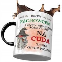 Kubek Czarny Dla Fachowca Na Cuda Trzeba Chwile Z Nadrukiem Ze Zdjęciem